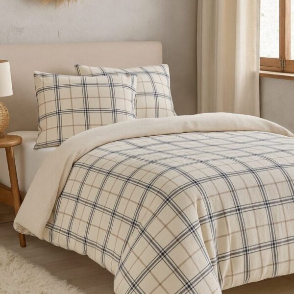 Drap, housse couette flanelle Ecru Bohème