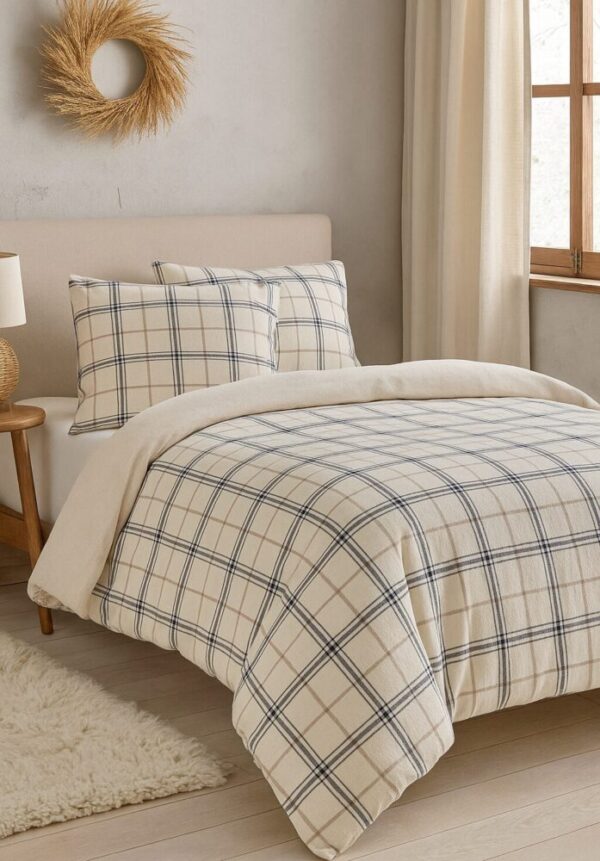 Drap, housse couette flanelle Ecru Bohème