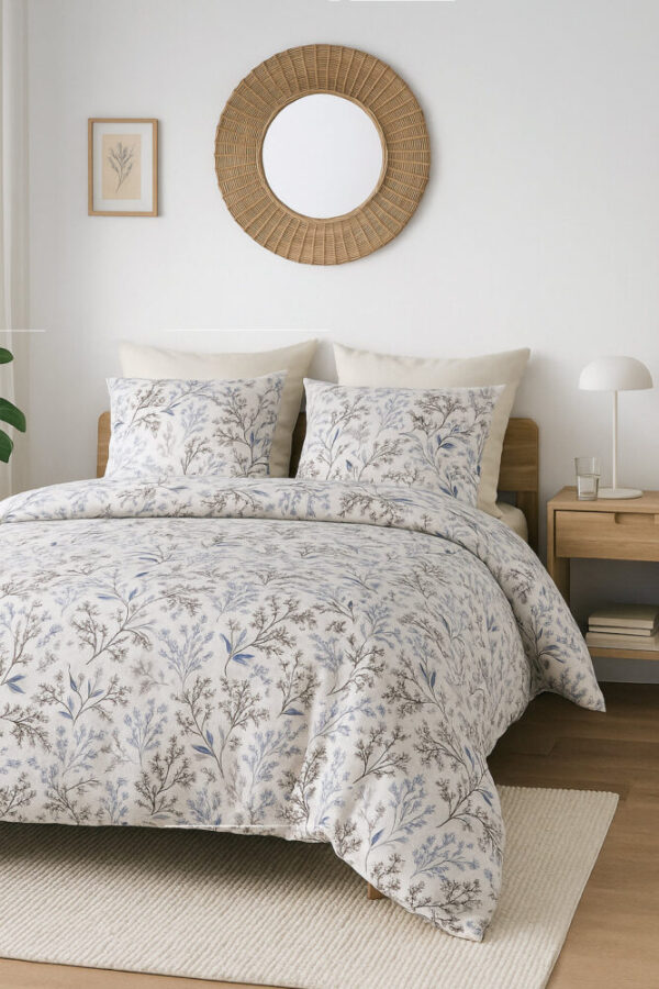 Drap, housse couette flanelle Floraison douce