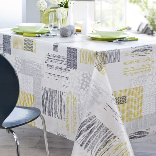 Nappe en coton imperméable Nydel - Texture Ethnic gris