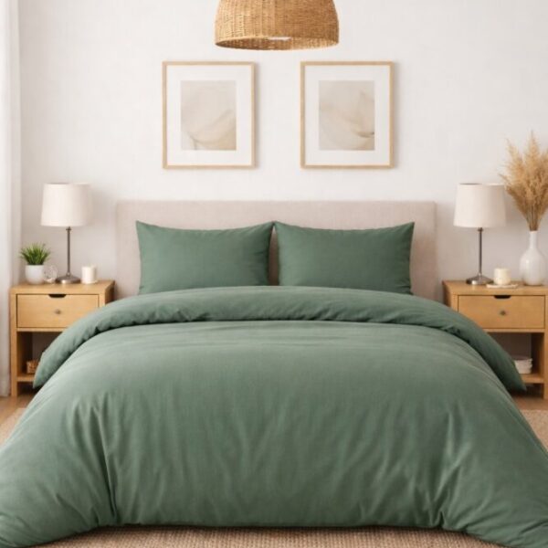Housse de couette satin de coton Vert Sauge