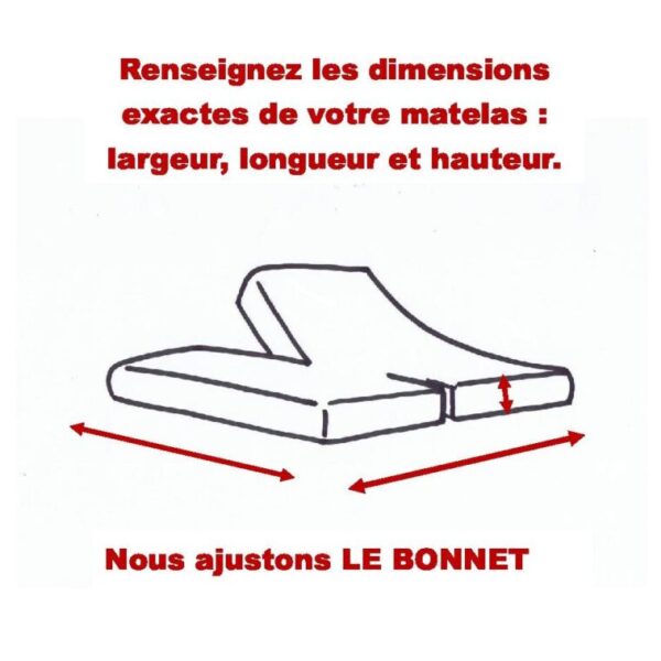 Drap housse tête et pied relevable sur-mesure en coton foncé, fabriqué en France